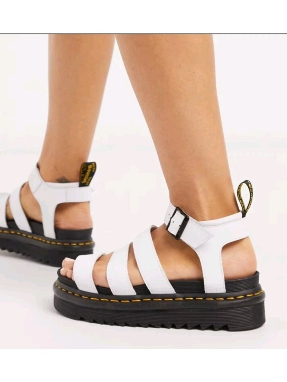 Dr Martens Blaire Women US Size 8 White Leather Sandal Gladiator Platform Chunky - Picture 1 of 11
